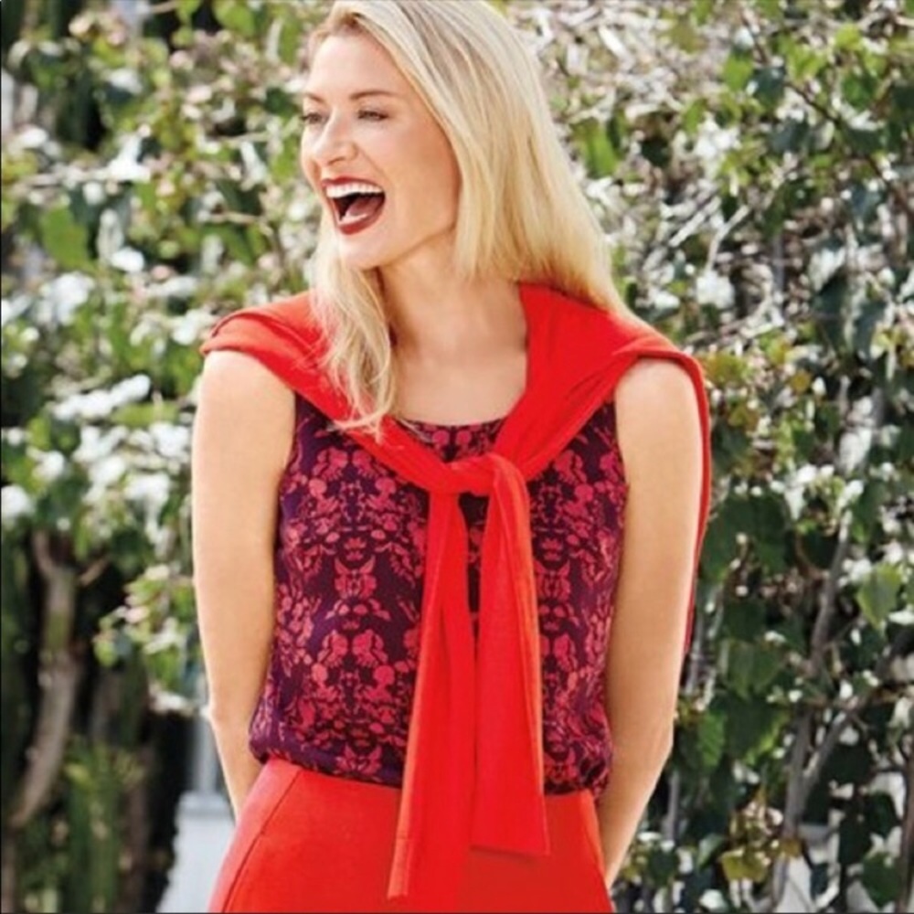 CAbi Red and Purple Blouse